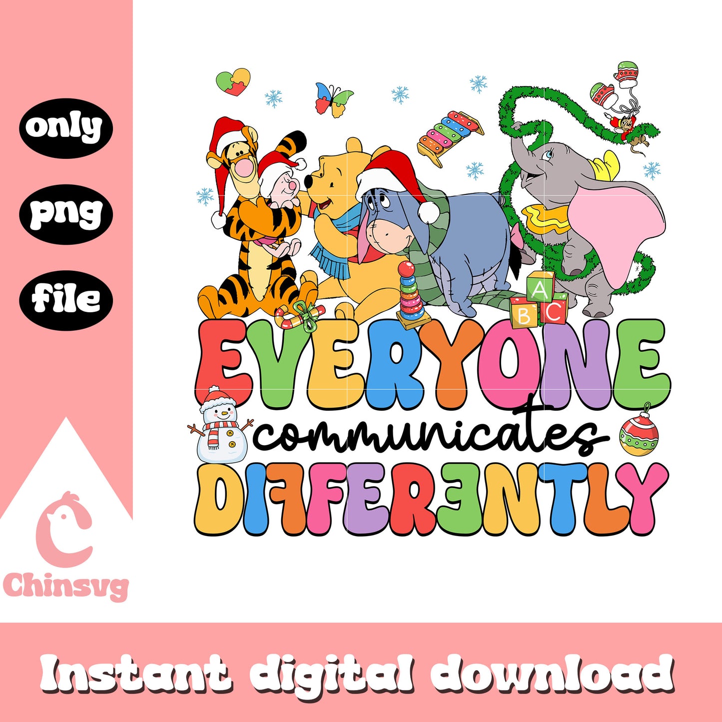 Cute winnie the pooh christmas collection png, disney christmas png