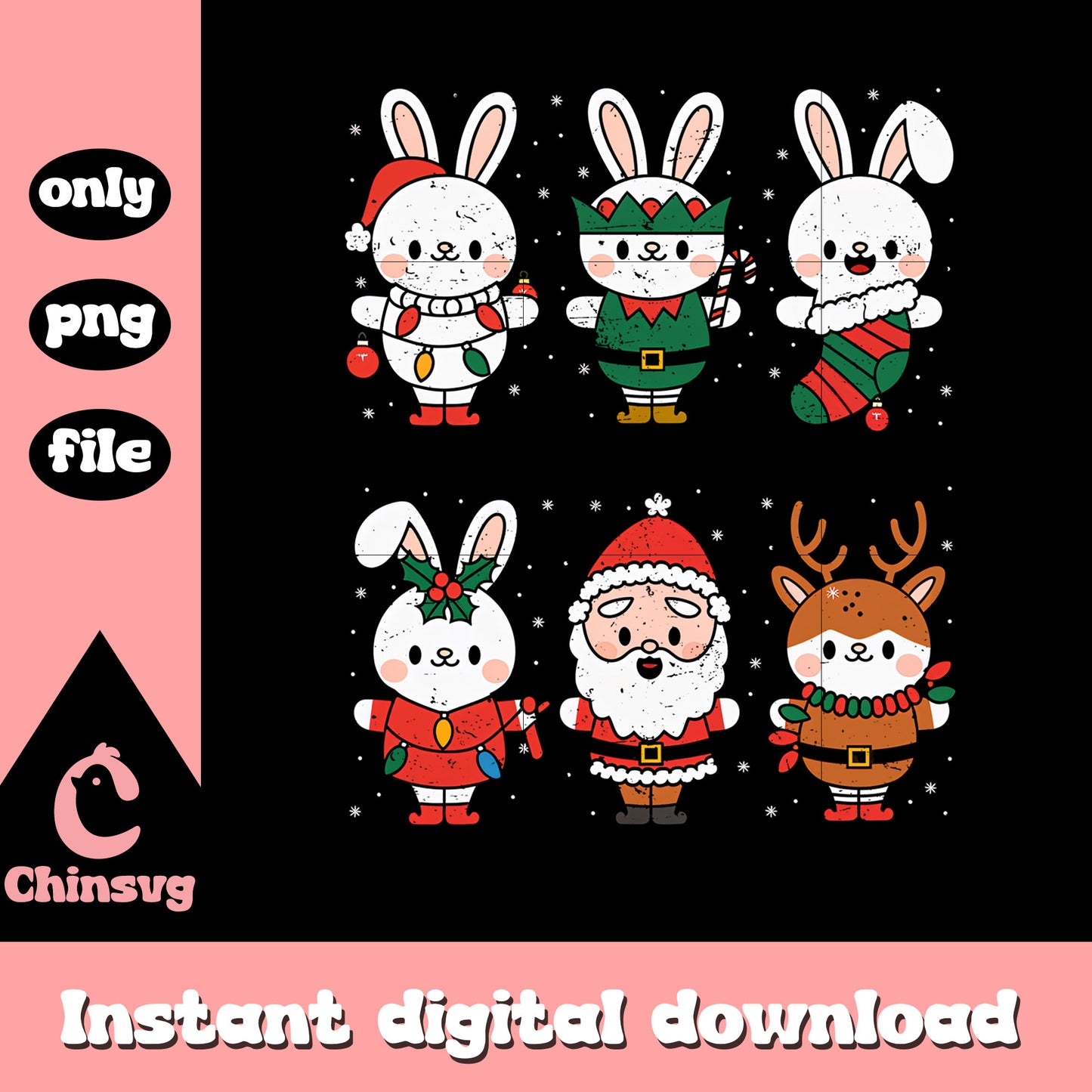 Cute xmas labubu lover dolls design png, christmas characters png