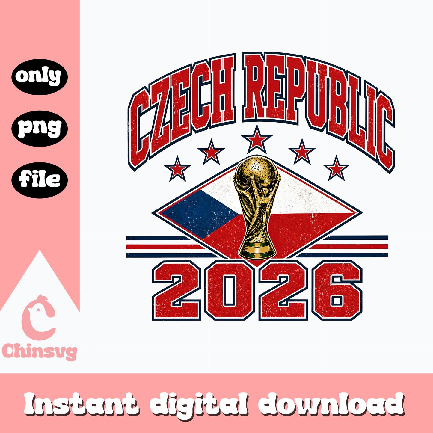 Czech Republic 2026 World Cup PNG, Soccer Trophy Flag, Football PNG