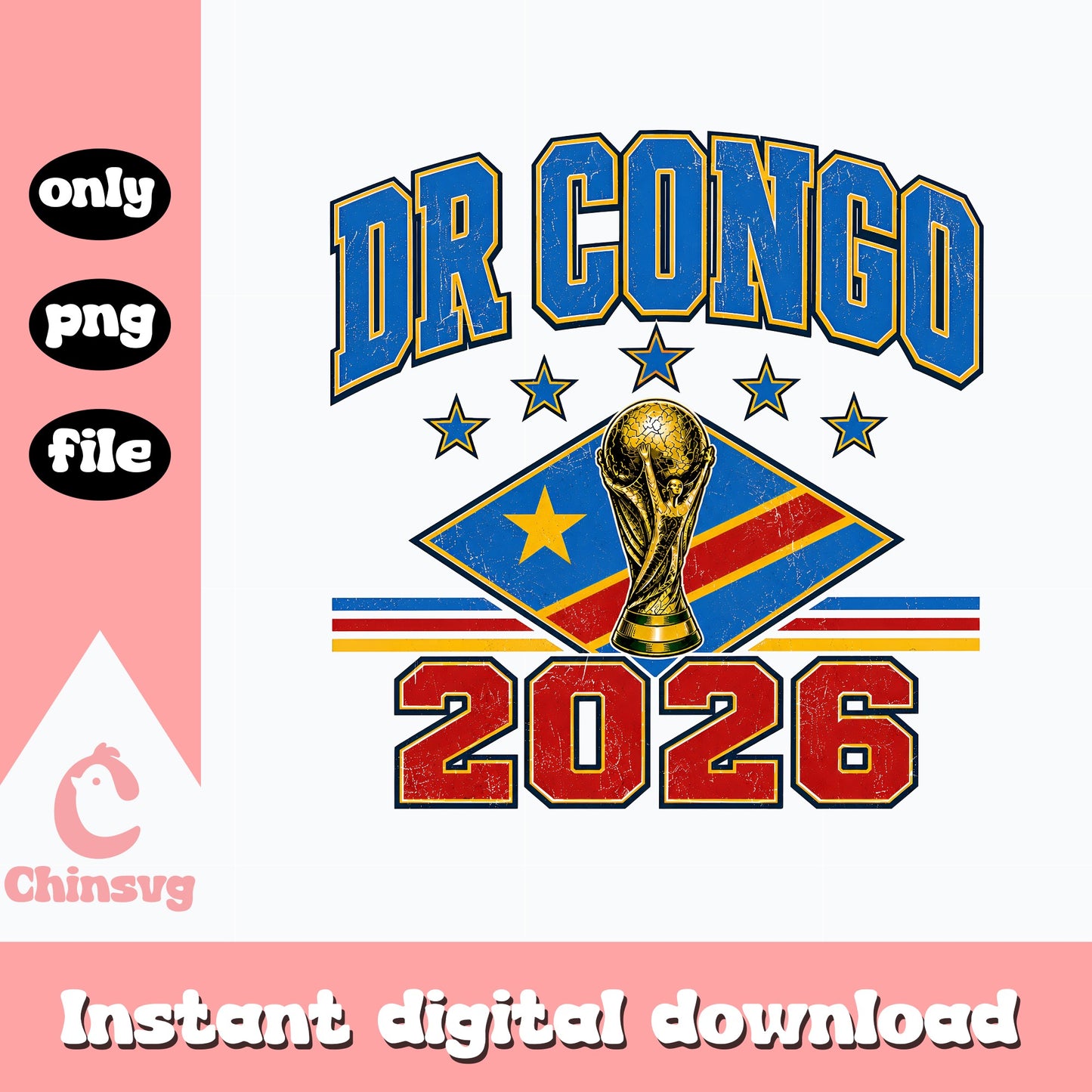 DR Congo 2026 World Cup PNG, Soccer Football Fan Shirt, PNG File