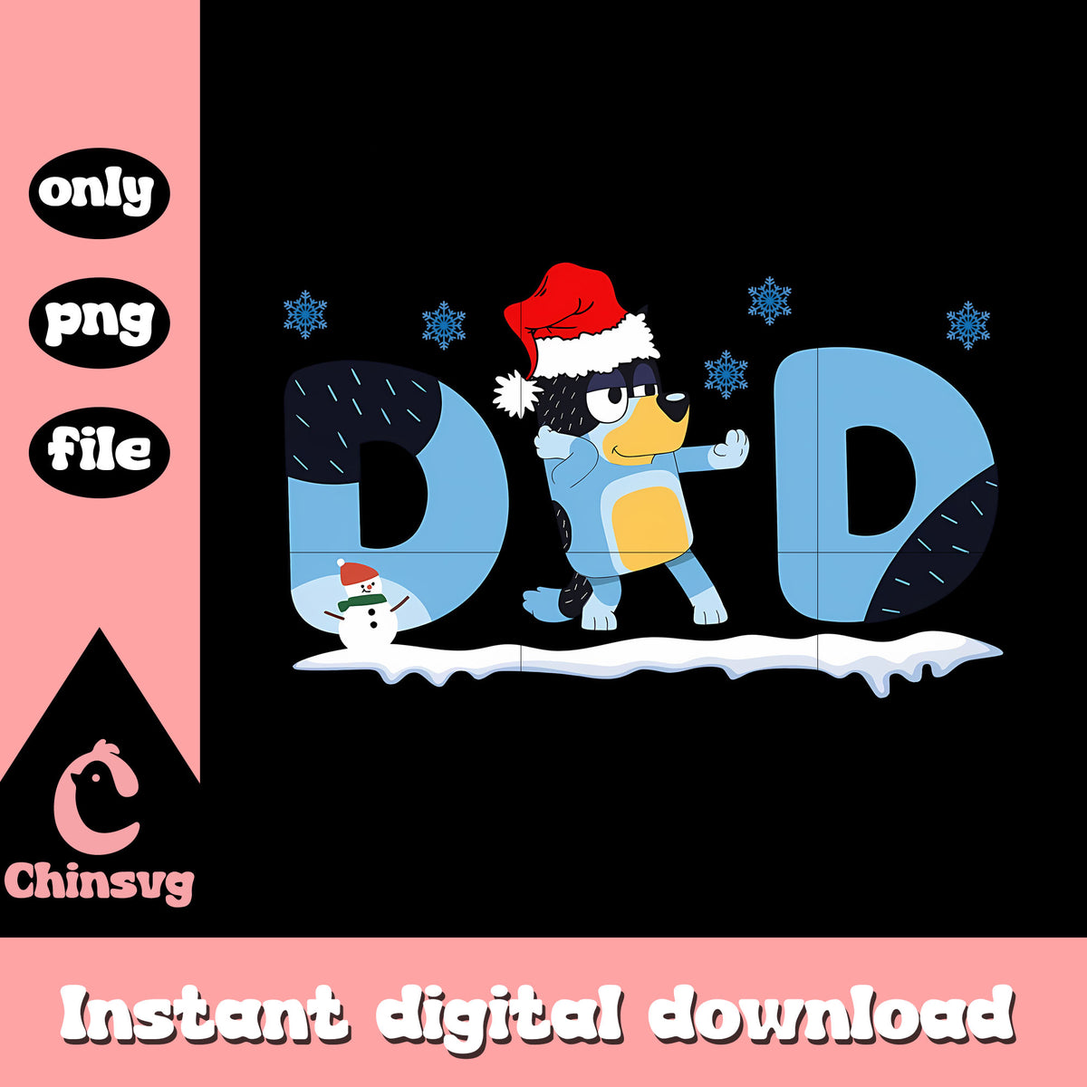 Dad bandit heeler christmas snow png, bandit heeler dad png