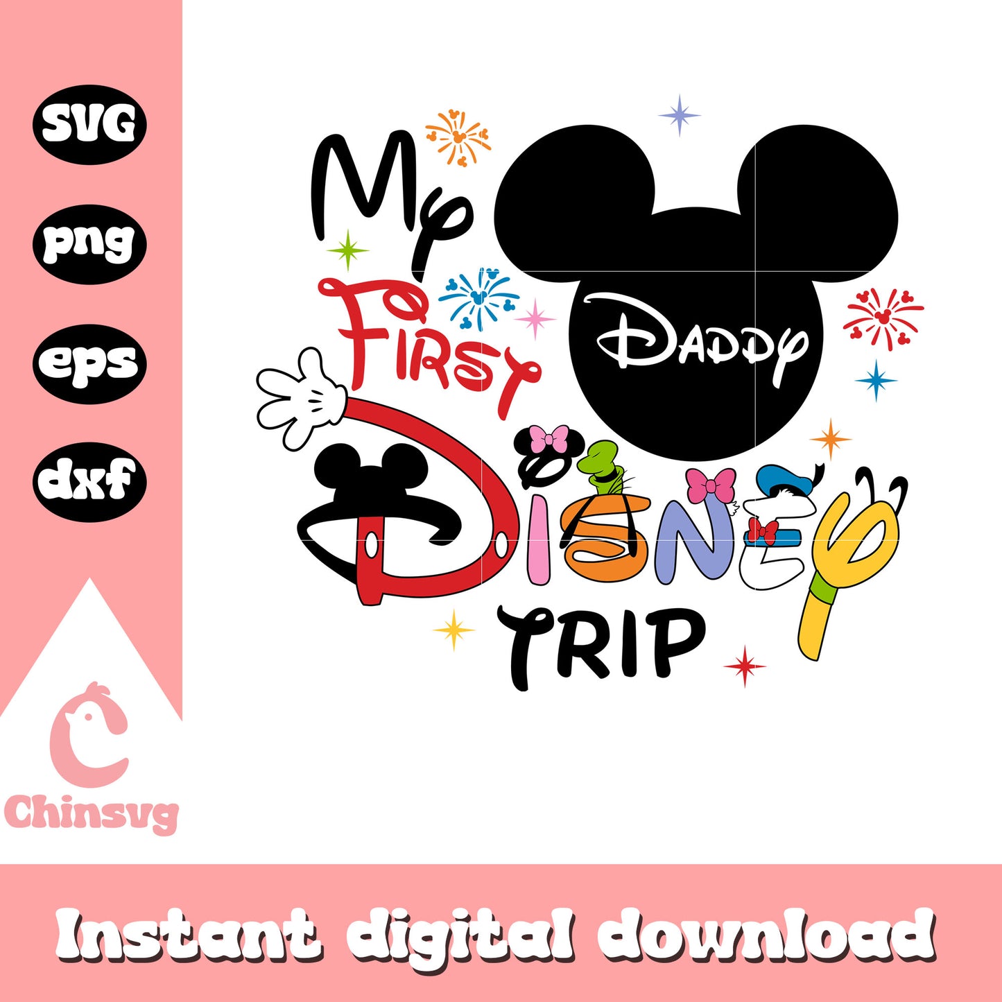 Daddy my first disney trip design svg, mickey mouse head svg