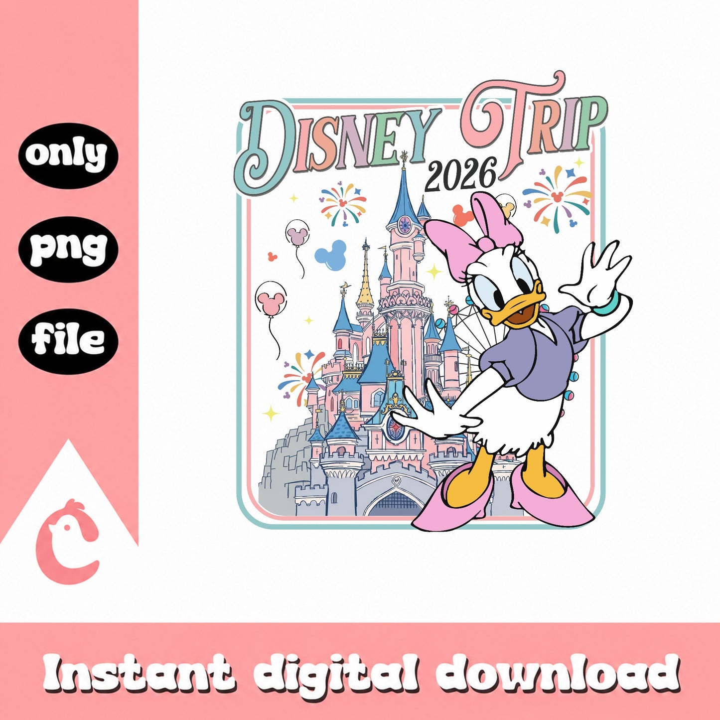 Daisy Duck Disney Trip 2026 PNG, Disney Castle PNG, Disney PNG