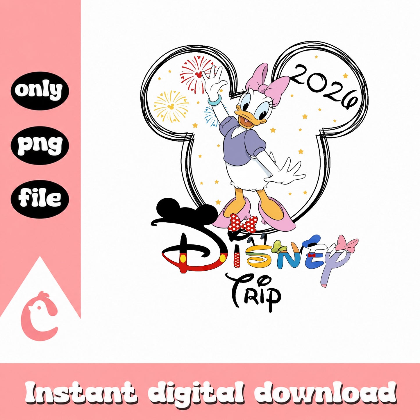 Daisy Duck Disney Trip 2026 PNG, Disney Vacation PNG, Mickey PNG