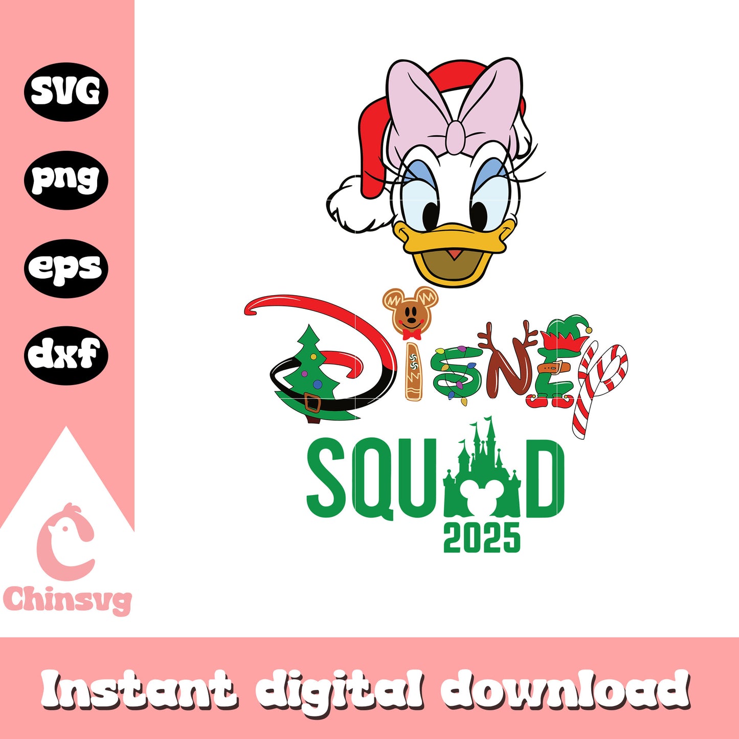 Daisy disney squad 2025 svg, disney christmas wallpape svg
