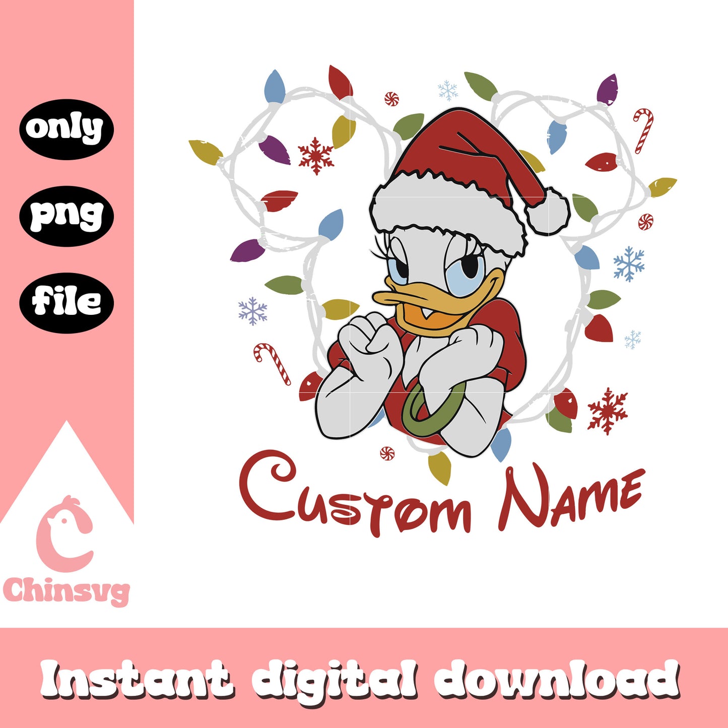 Daisy duck custom name christmas day png, disney christmas png
