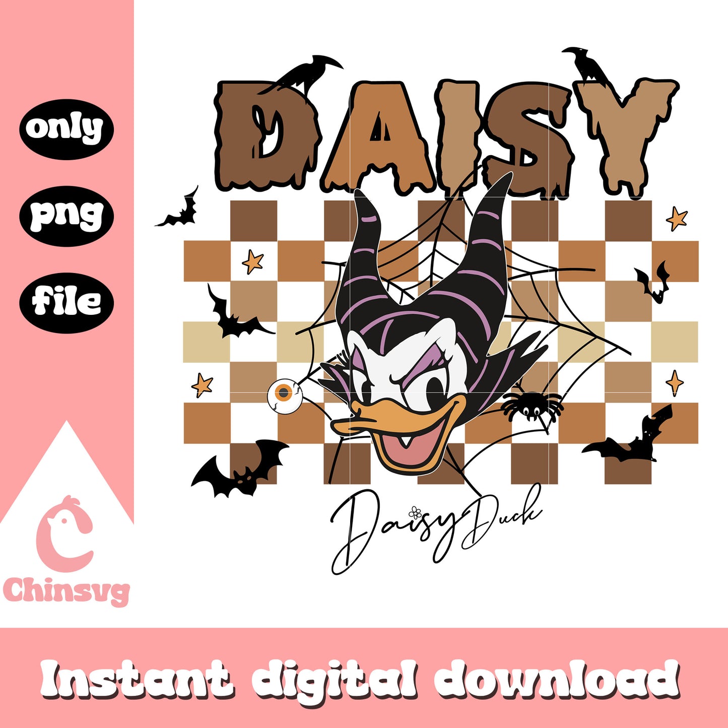 Daisy duck halloween symbol design png, daisy character png, disney halloween png