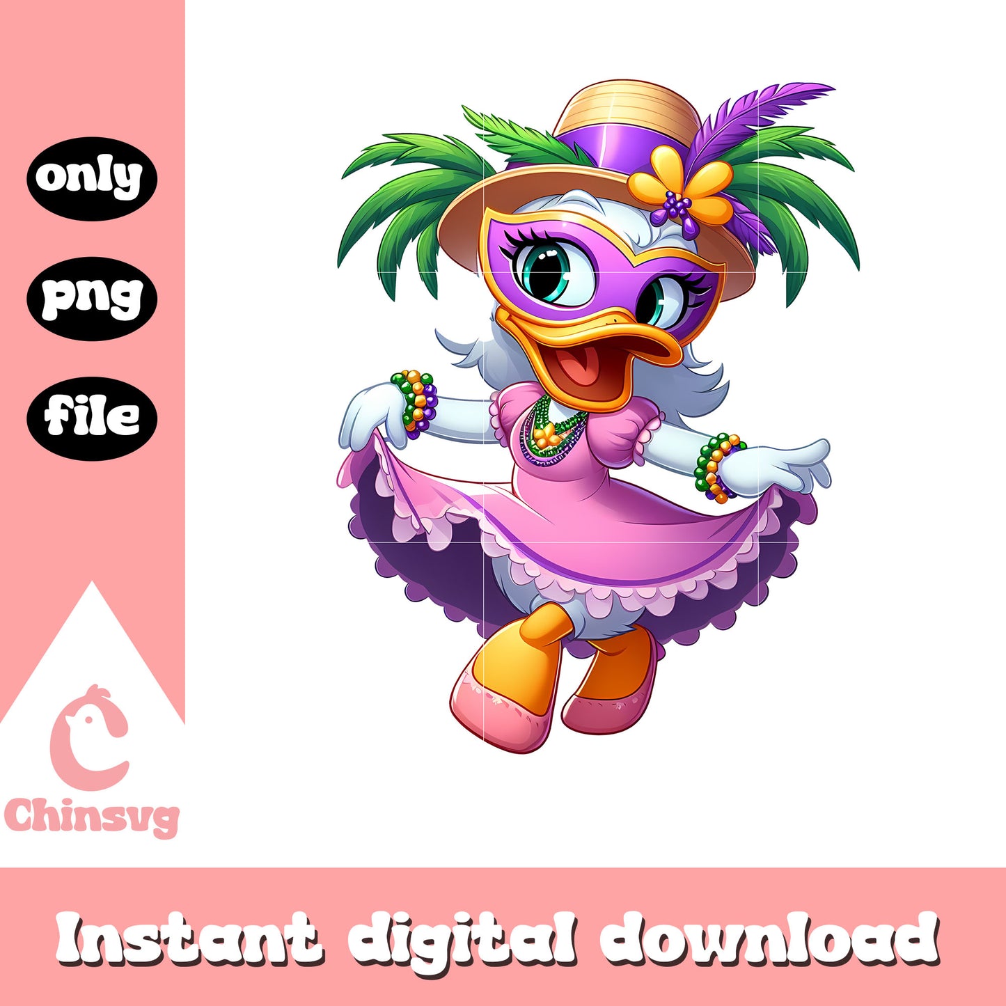 Daisy duck on mardi gras day png, mardi gras clothes png