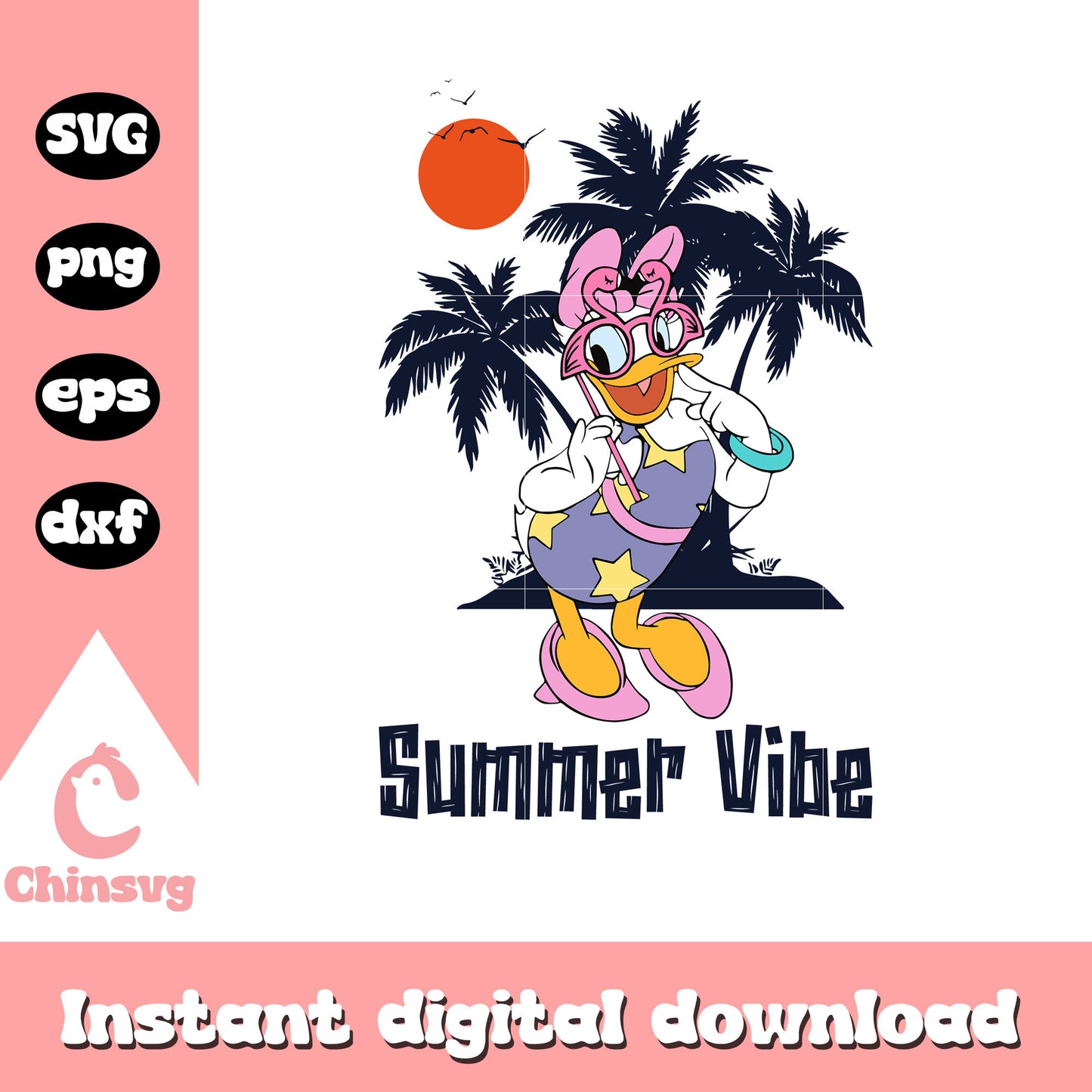 Daisy duck summer vibe svg, daisy duck svg, summer vibes svg