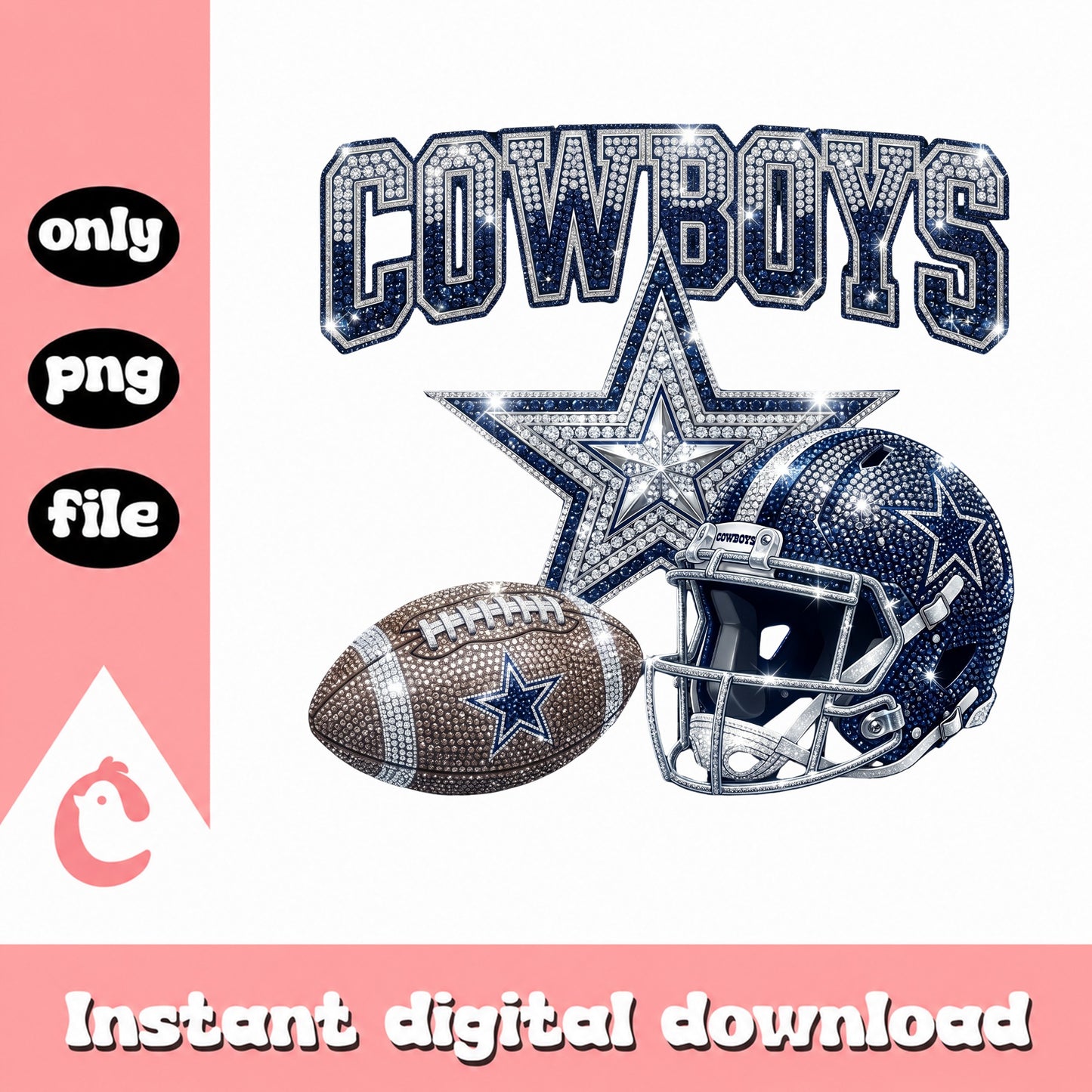 Dallas Cowboys Bling PNG, Football Helmet Sublimation PNG, NFL PNG