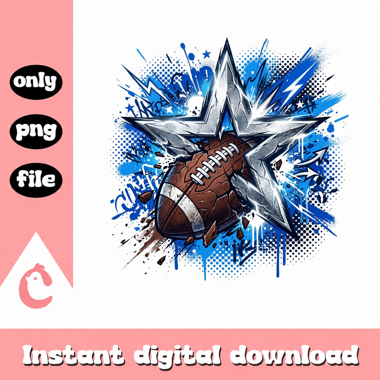 Dallas Cowboys Football Star PNG, Grunge Football PNG, NFL PNG
