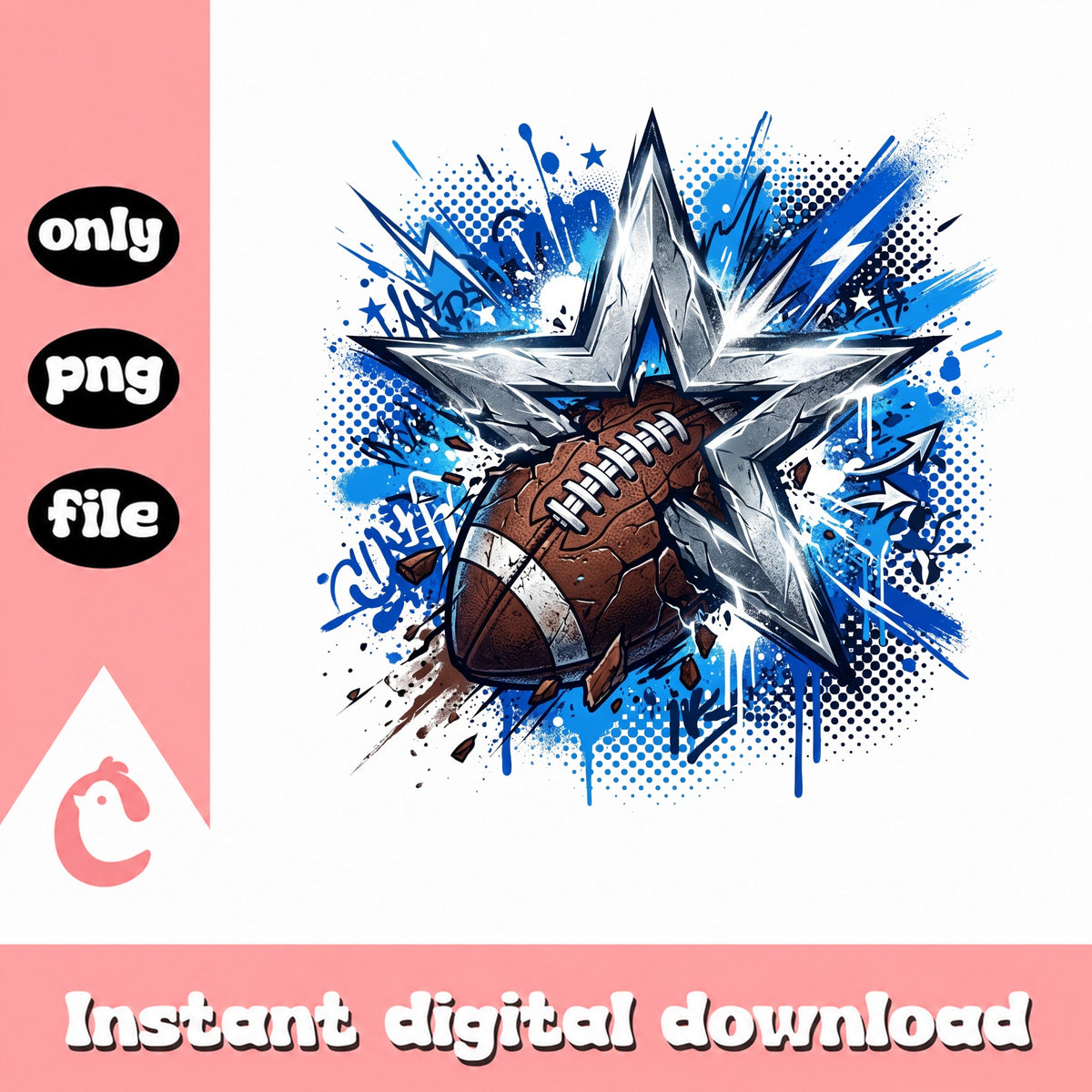 Dallas Cowboys Football Star PNG, Grunge Football PNG, NFL PNG