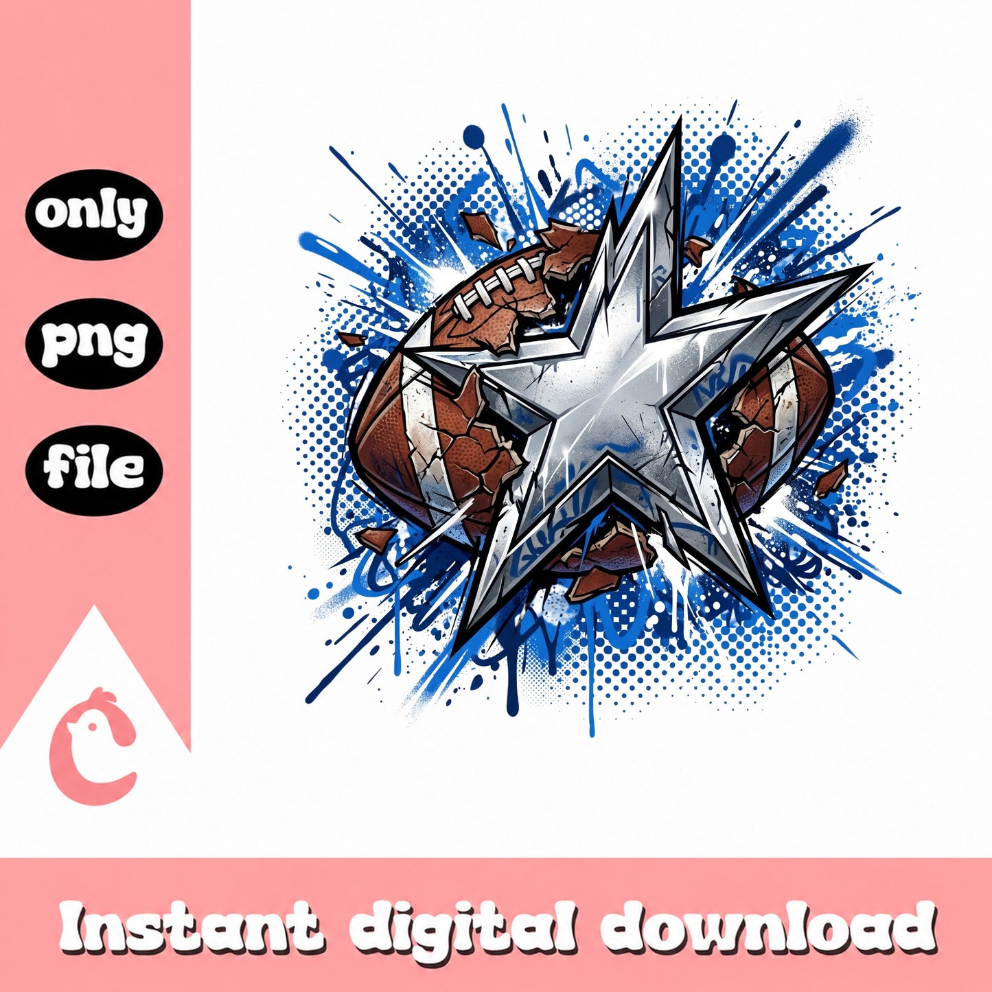 Dallas Cowboys Star Football Grunge PNG, Cowboys PNG, Football PNG