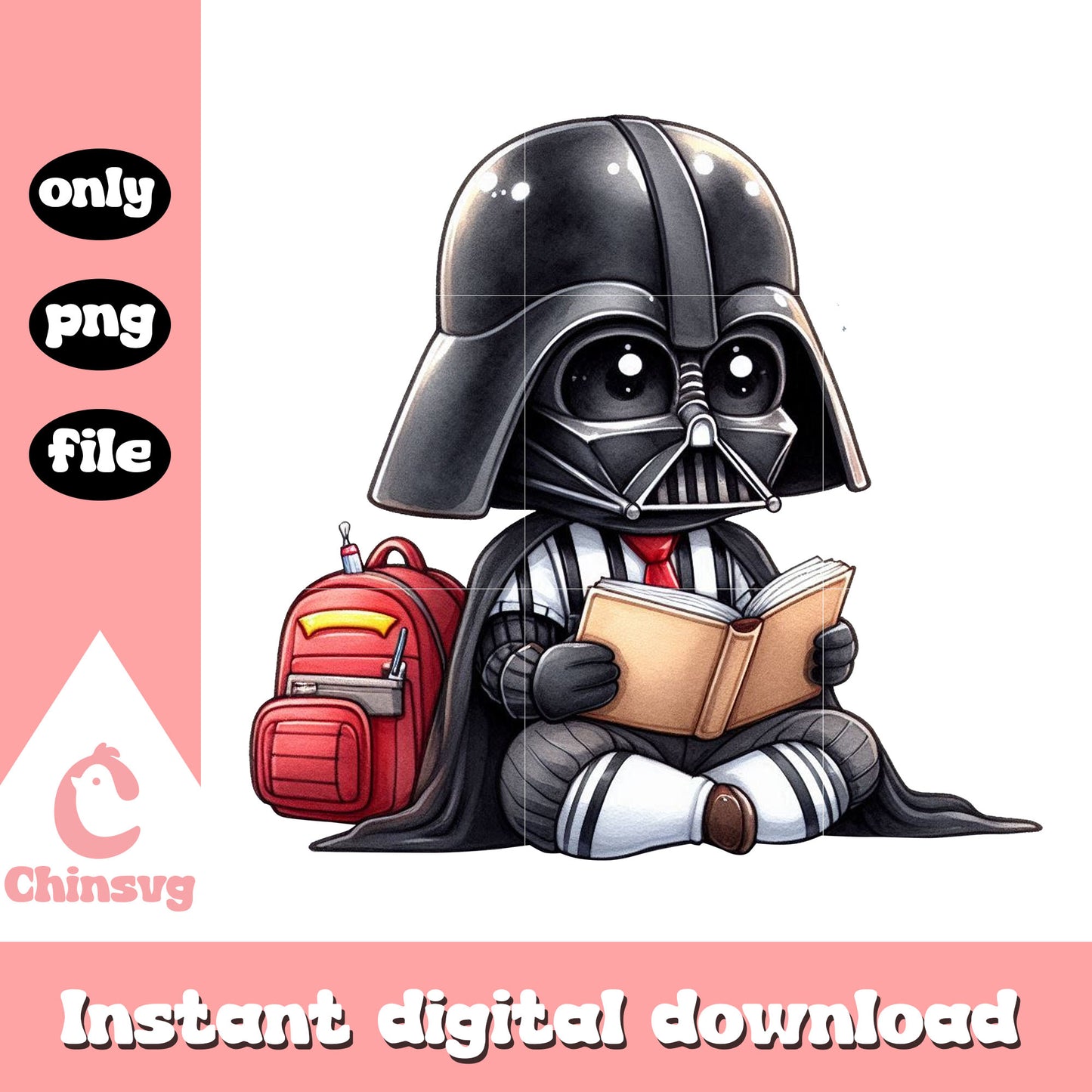 Darth Vader is reading book png, love book png