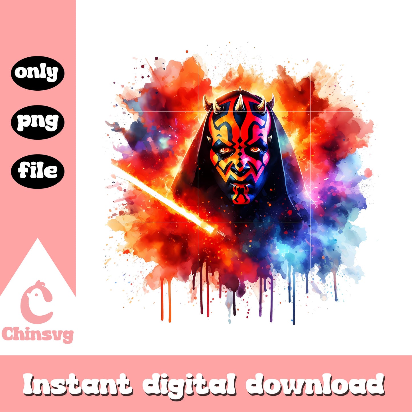 Darth maul posing watercolor design png, darth maul star wars png