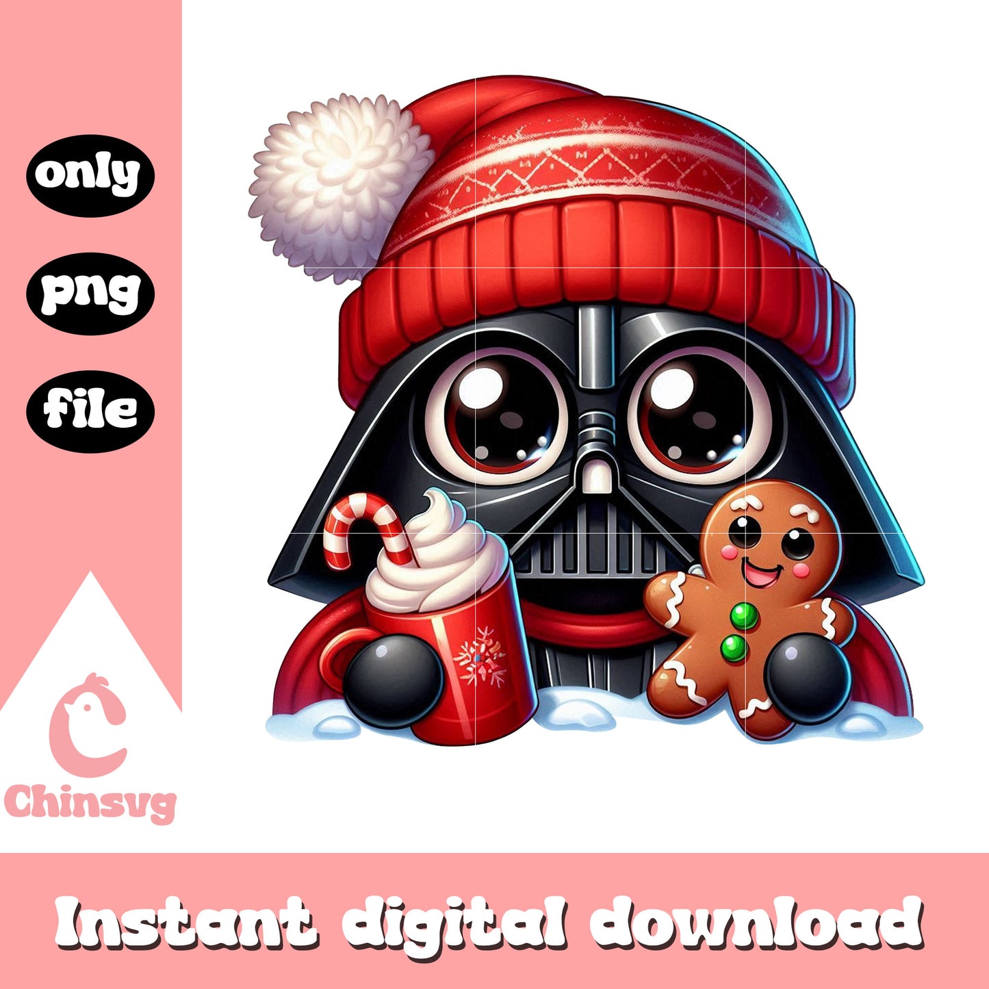 Darth vader head christmas food design png, star wars png