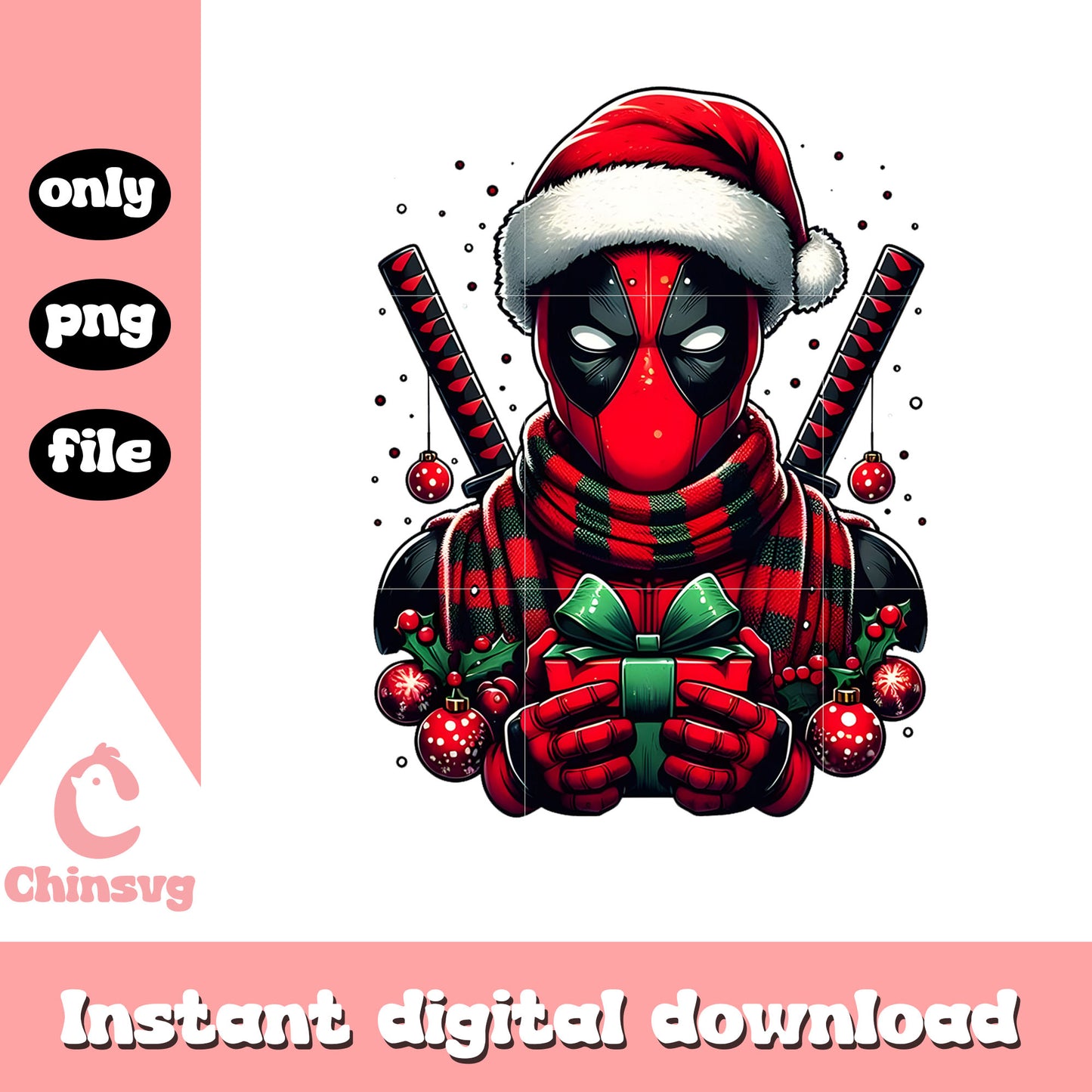 Deadpool hand christmas gift design png, deadpool marvel png