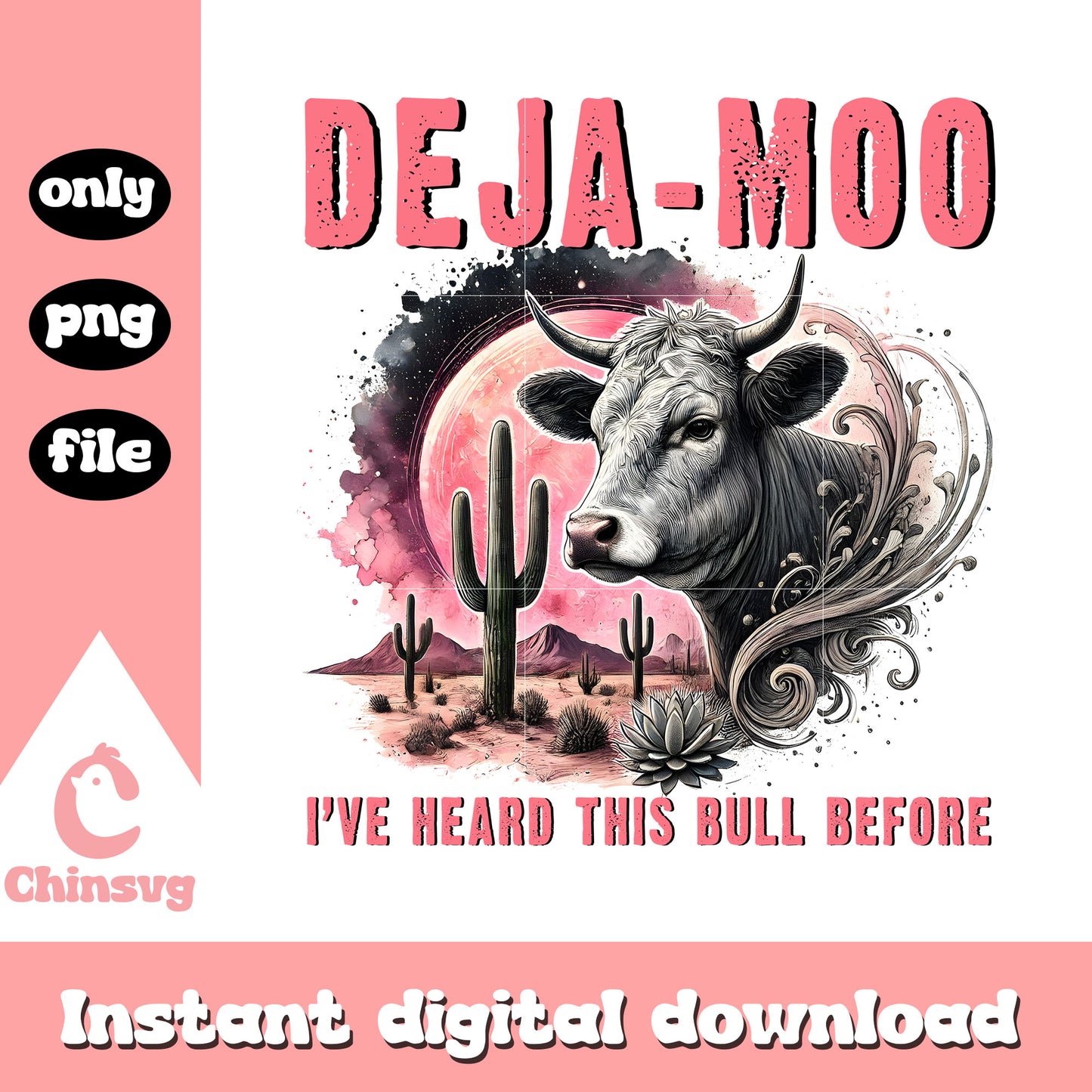 Deja-moo cow desert halloween drawing design png, halloween art png