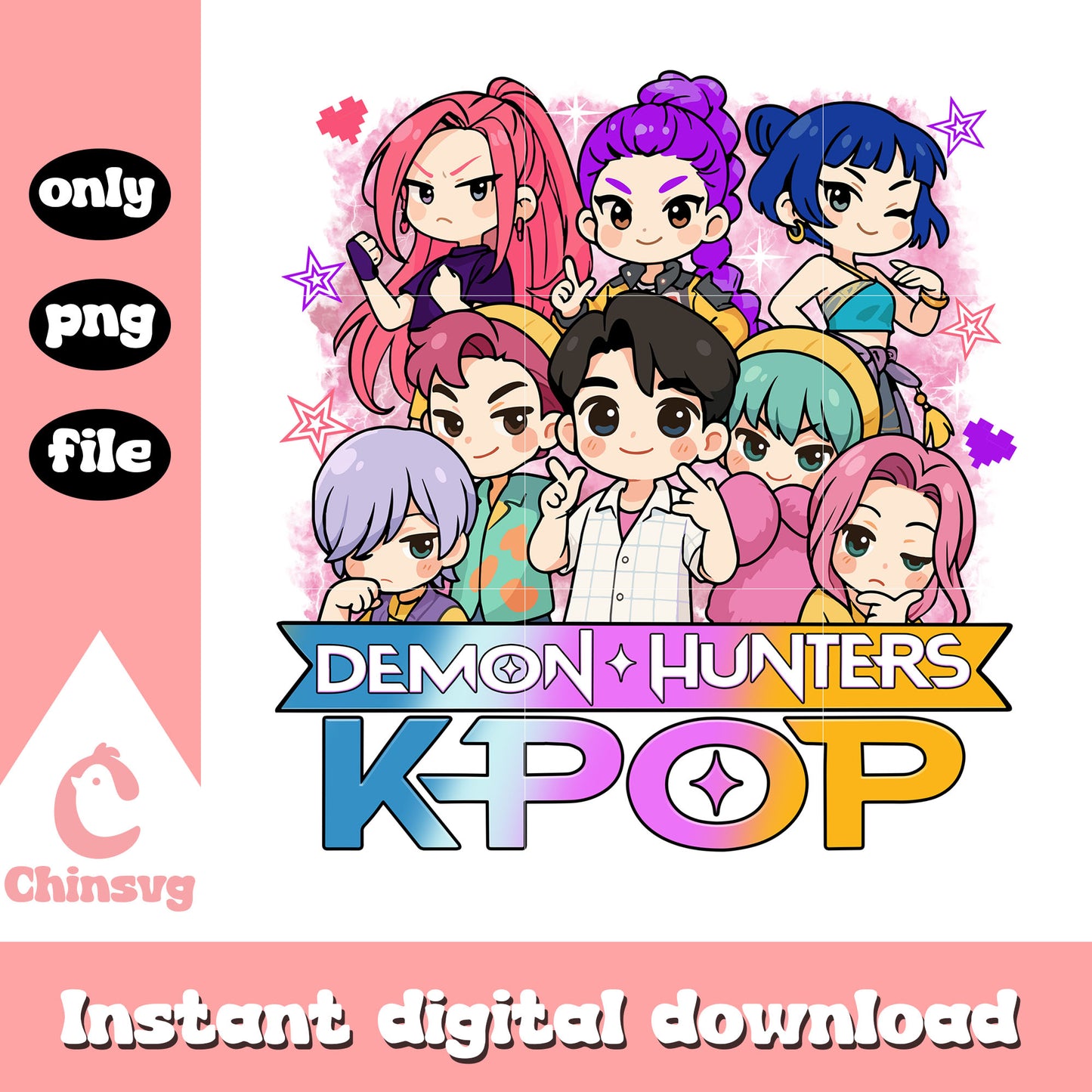 Demon hunters kpop characters png, kpop demon hunters cast png