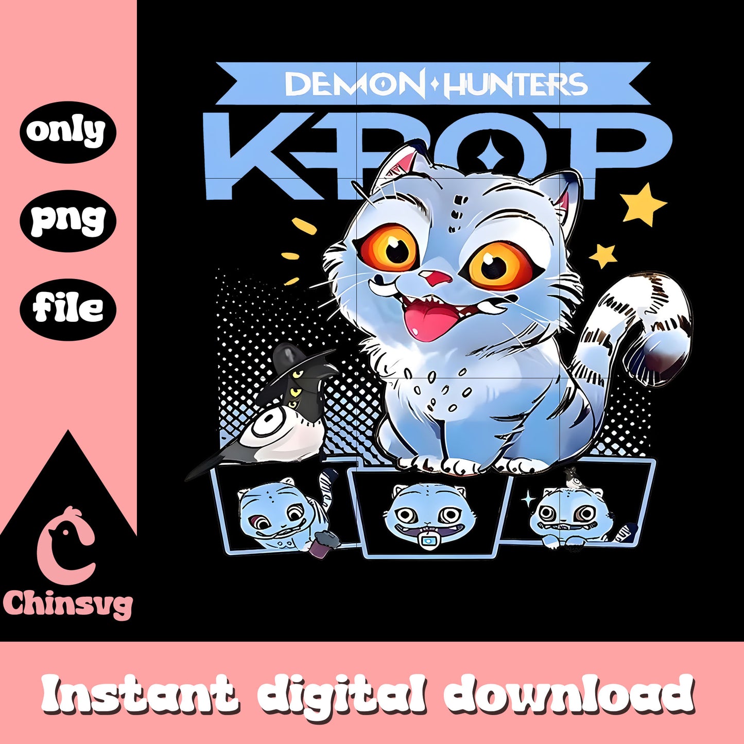 Demon hunters kpop derpy tiger design png, dedmon hunters tiger png