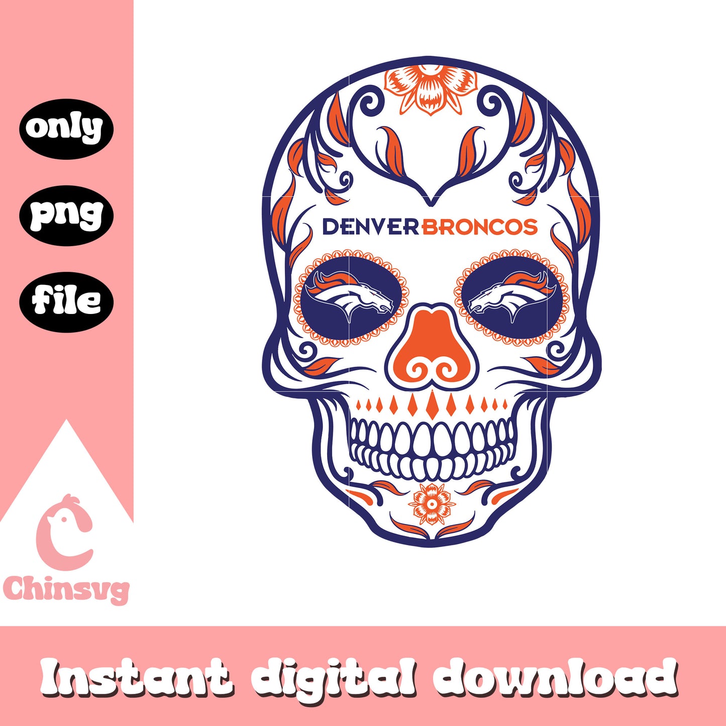 Denver broncos skull logo design svg, denver broncos game svg