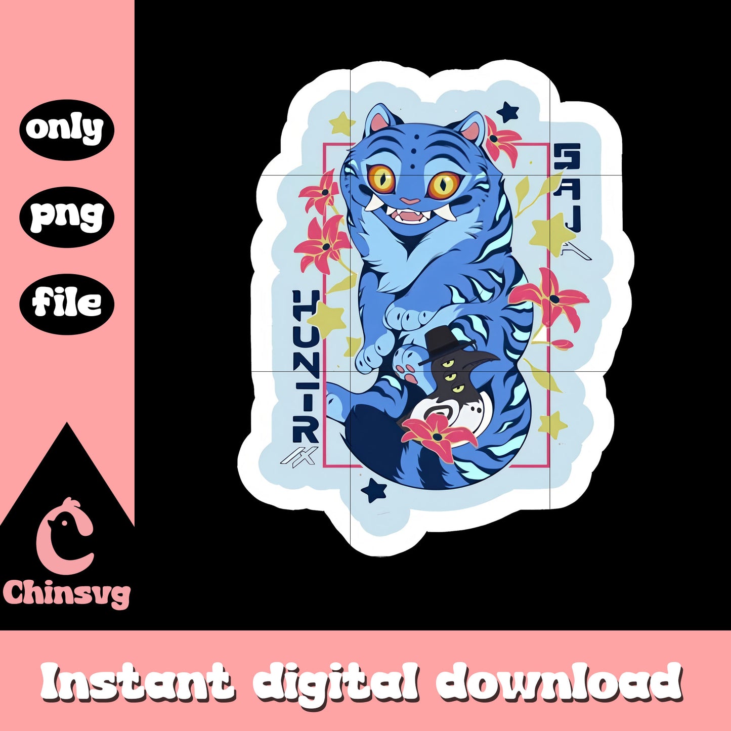 Derpy and sussie sticker design png, derpy tiger png