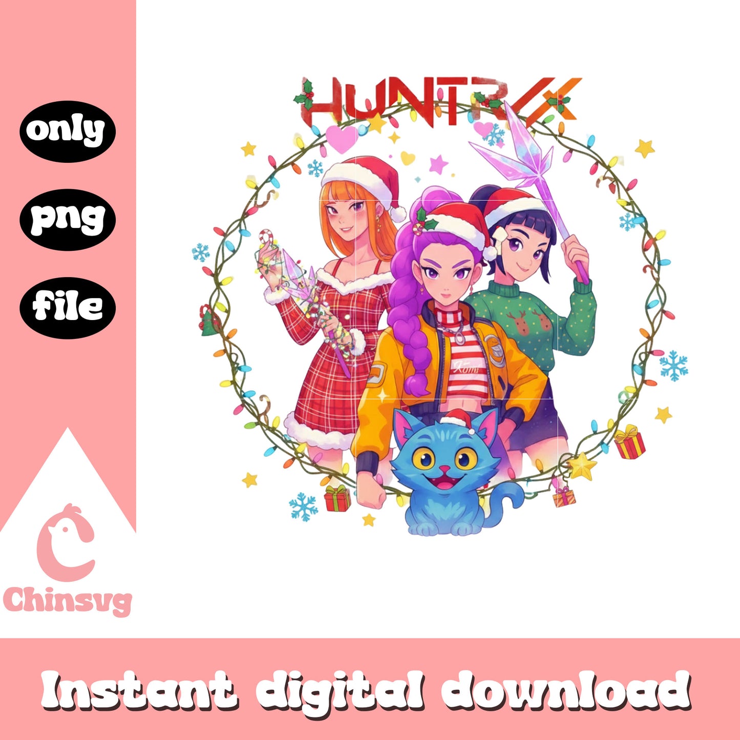 Derpy huntrix happy funny christmas png, huntrix girls png