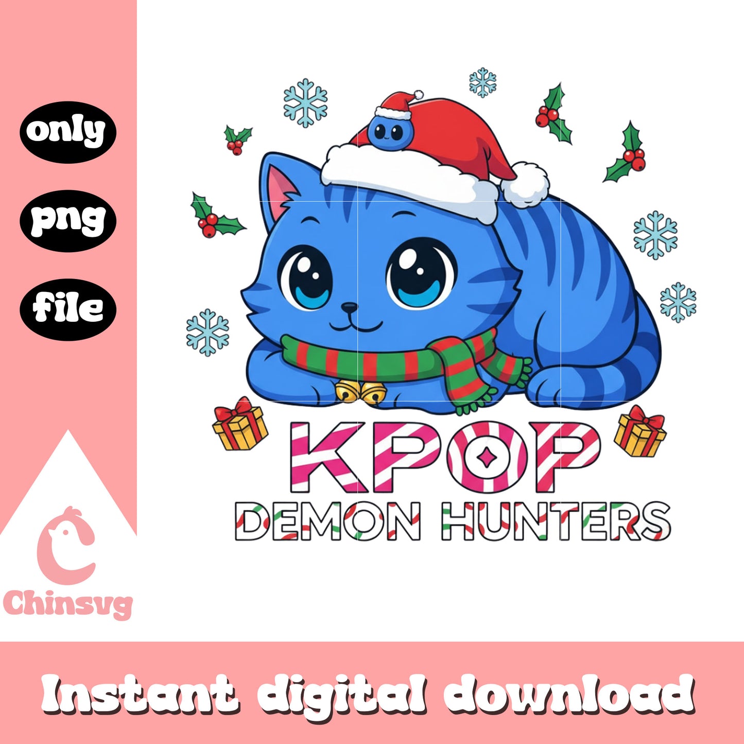 Derpy kpop demon hunters on christmas png, derpy tiger png