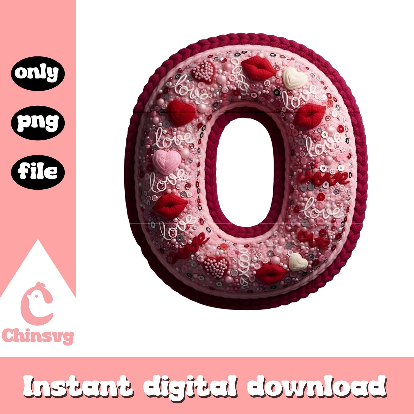 Design alphabet love valentine png, heart valentine's day png