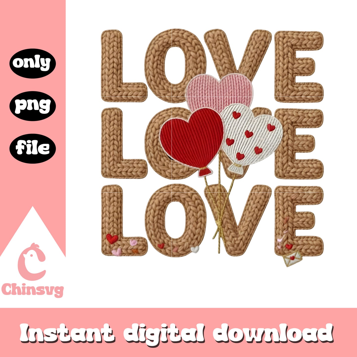 Design love valentine crochet png, disney valentine's day png