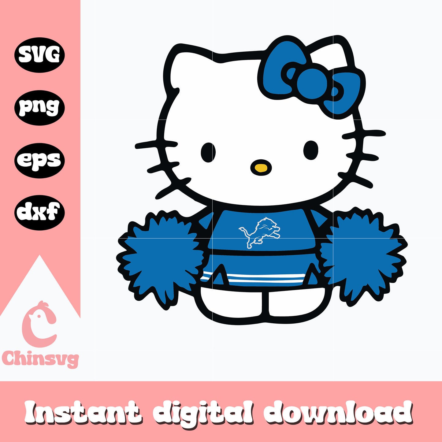Detroit lions hello kitty design svg nfl hello kitty svg