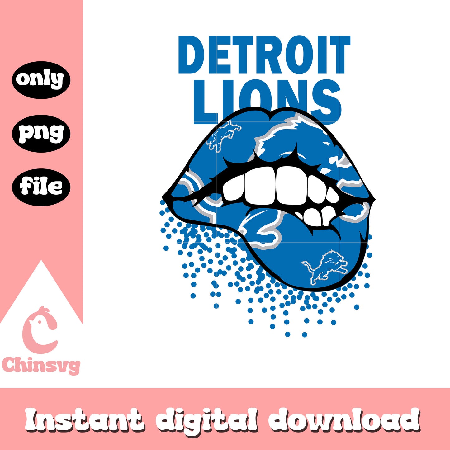 Detroit lions lips design png, nfl detroit lions png