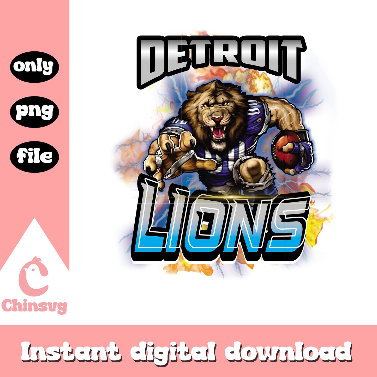 Detroit lions mascot logo png, detroit lions football png