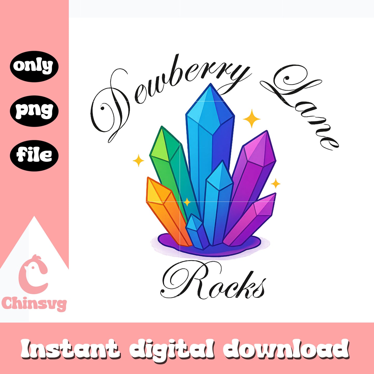 Dewberry Lane rocks and crystals design png, crystal colors png