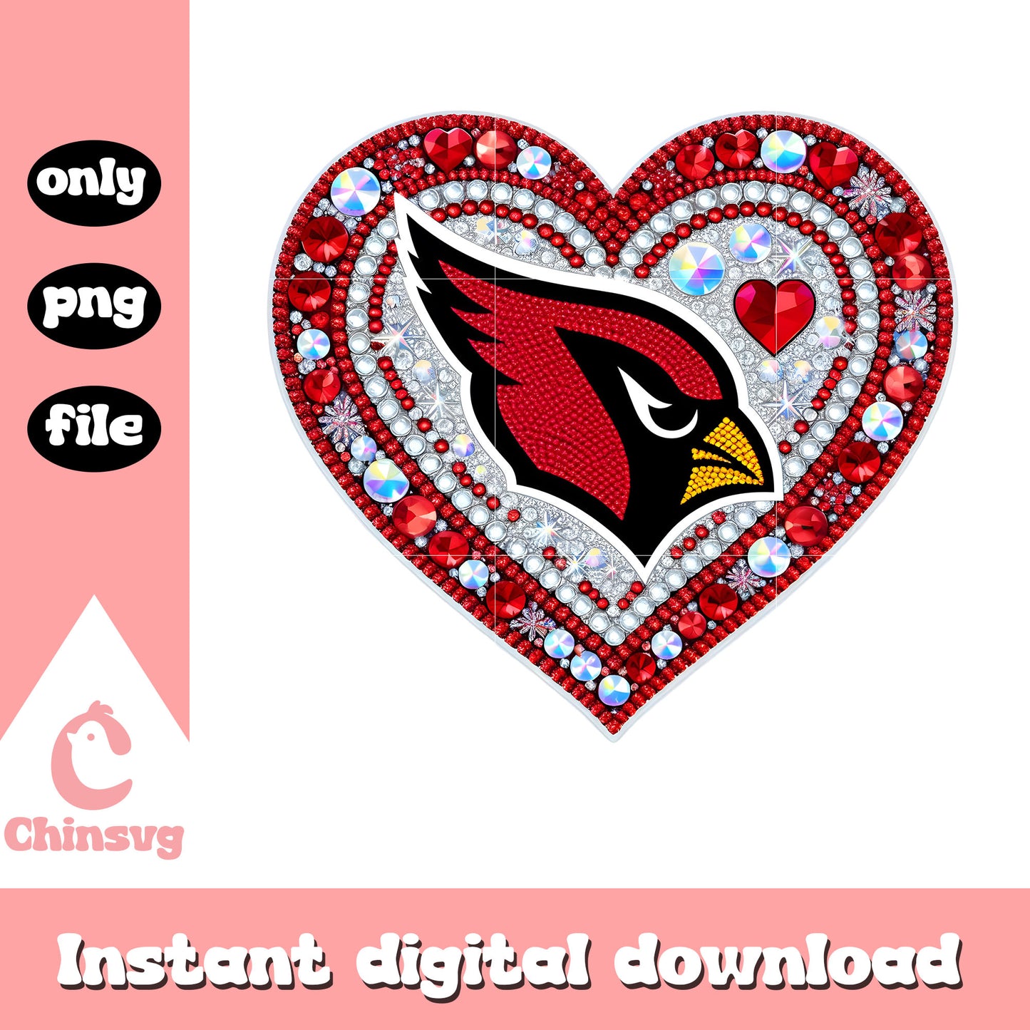 Diamon heart cardinals cartoon png, cardinals football png
