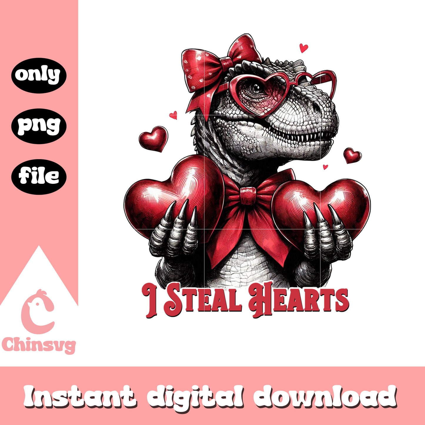 Dinosaur hearts glasses valentine png, valentines dinosaur png