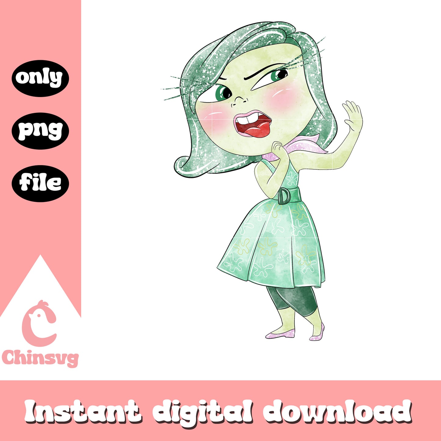 Disgust beauty inside out design png, disgust inside out 2 png