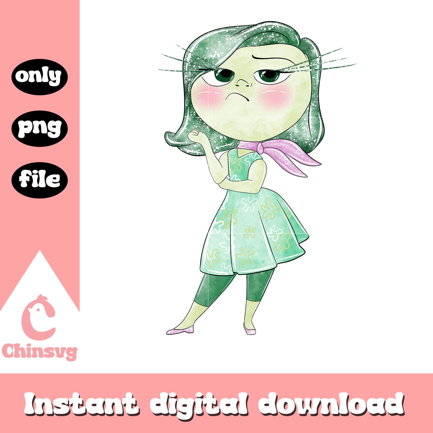 Disgust costume inside out design png, disney inside out disgust png