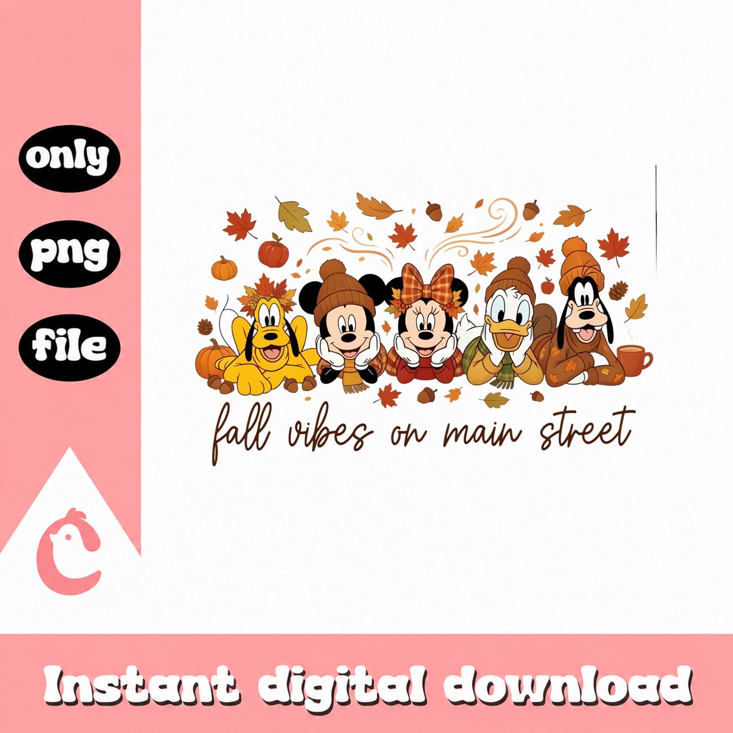 Disney Fall Vibes On Main Street PNG, Mickey And Friends, Autumn PNG