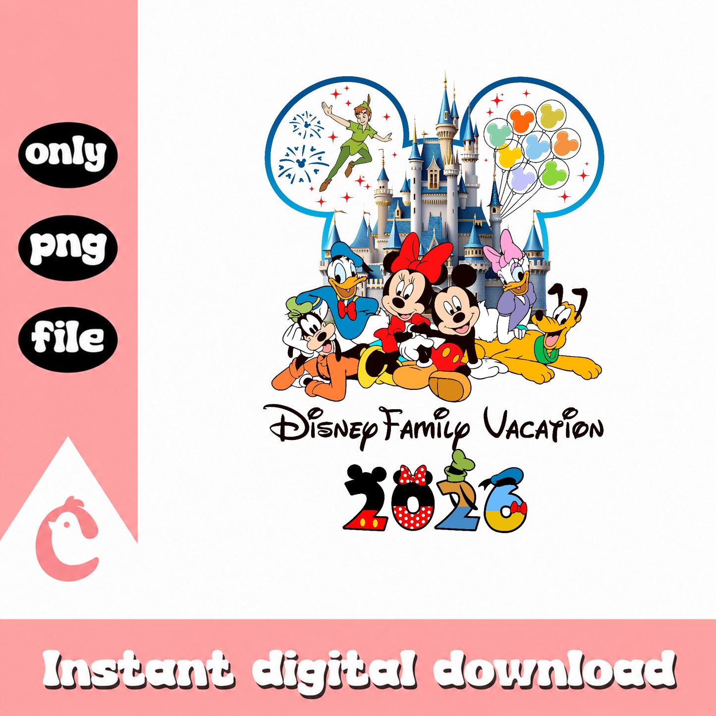 Disney Family Vacation 2026 PNG, Mickey And Friends PNG, Disney Trip PNG