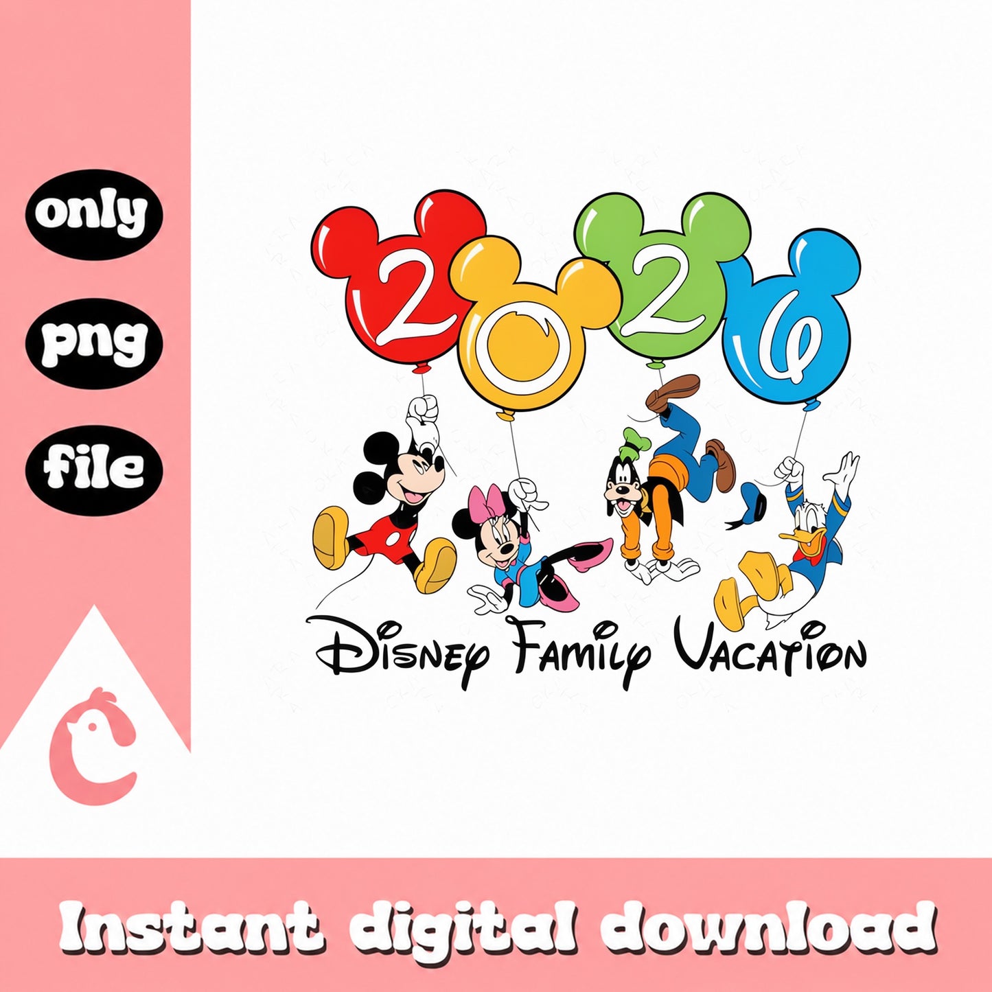 Disney Family Vacation 2026 PNG, Mickey Mouse PNG, Goofy Donald PNG