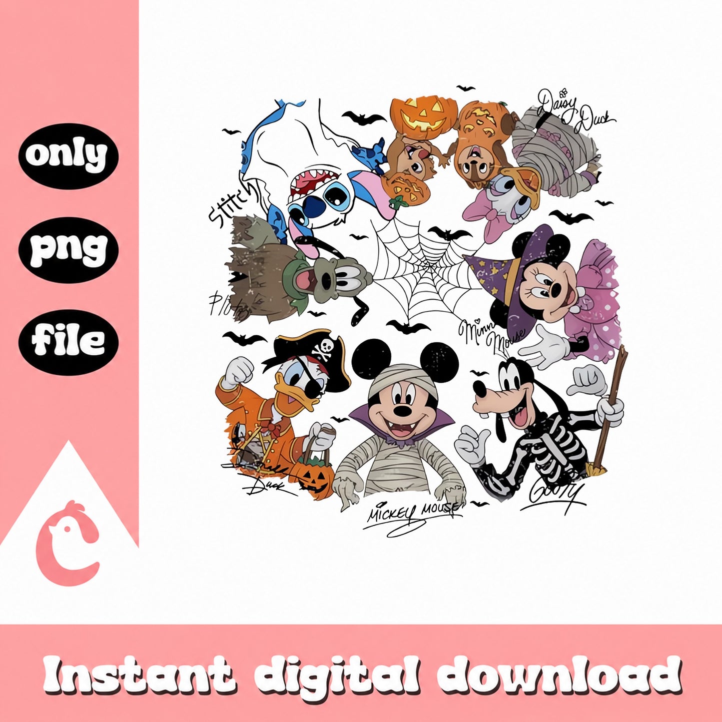Disney Halloween Characters PNG, Mickey Stitch Bluey, Halloween PNG