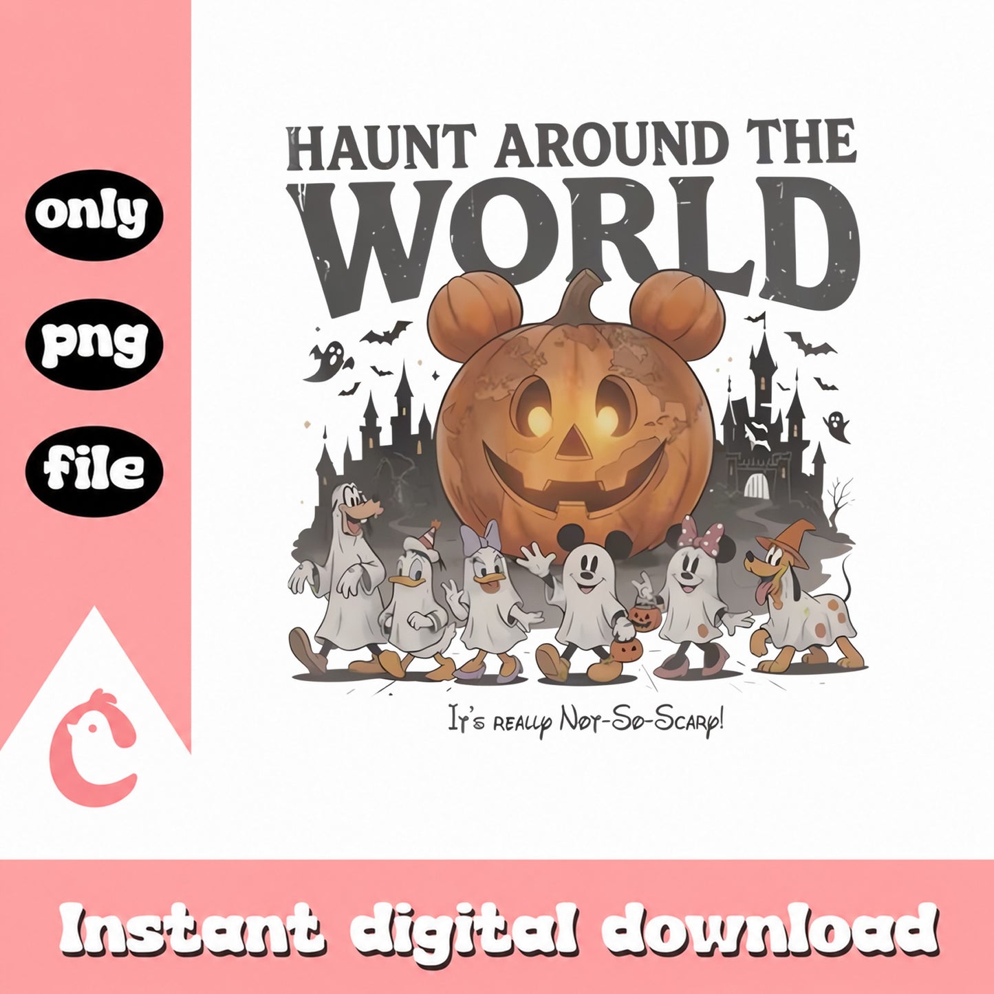 Disney Halloween PNG, Haunt Around The World, Mickey Ghost PNG