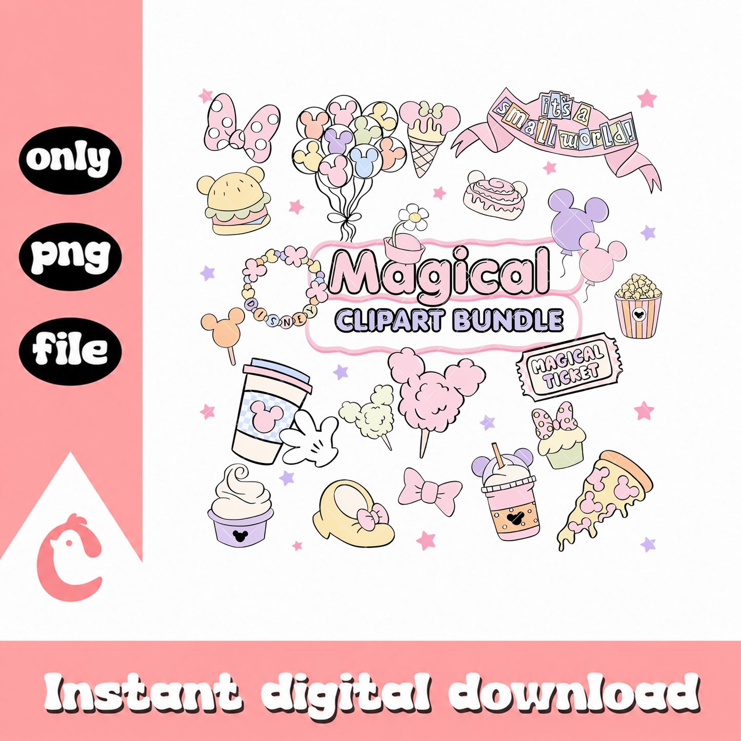 Disney Magical Clipart Bundle, Mickey Mouse Theme, PNG File