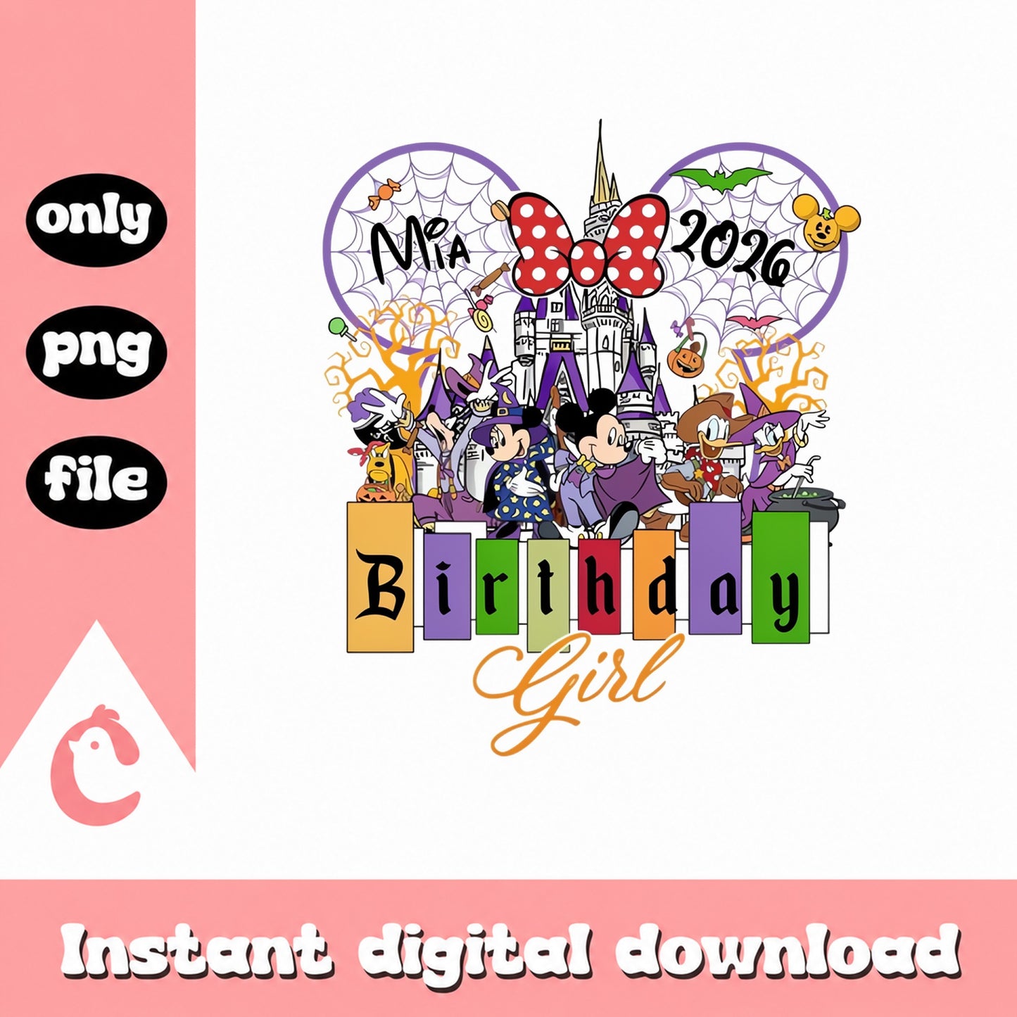 Disney Mickey Halloween Birthday Girl PNG, Minnie Mouse 2026, PNG
