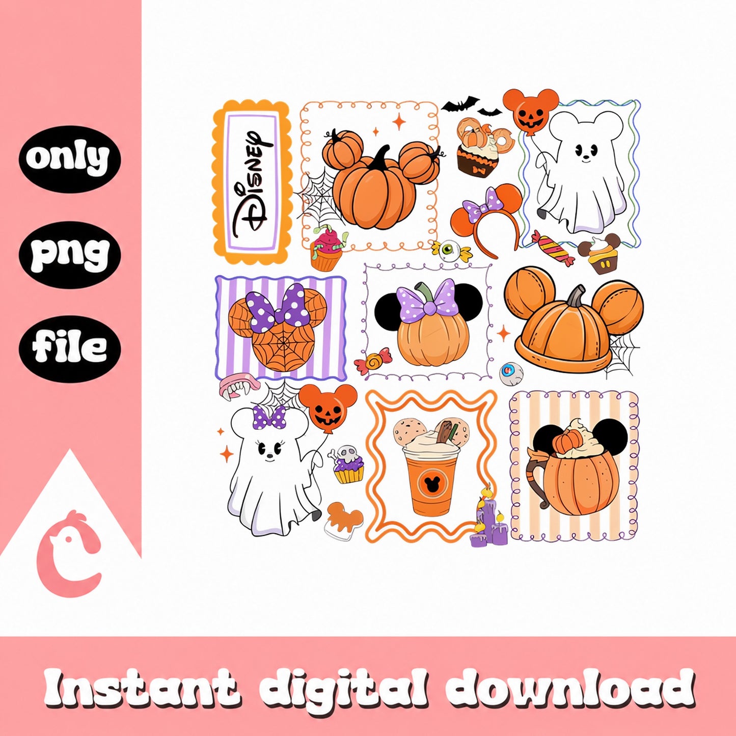 Disney Mickey Mouse Halloween PNG Bundle, Pumpkin Ghost PNG