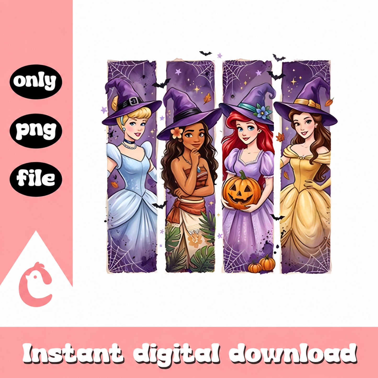 Disney Princess Halloween Bookmarks PNG, Witch Hat Clipart, PNG