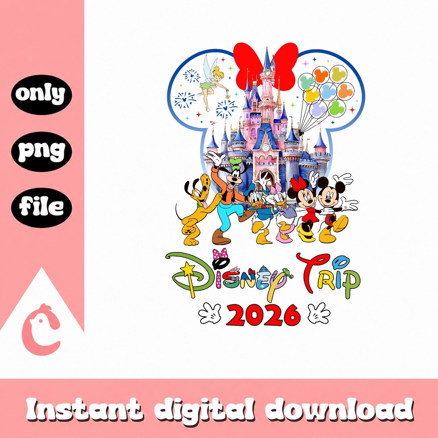 Disney Trip 2026 PNG, Mickey And Friends Castle PNG, Vacation PNG