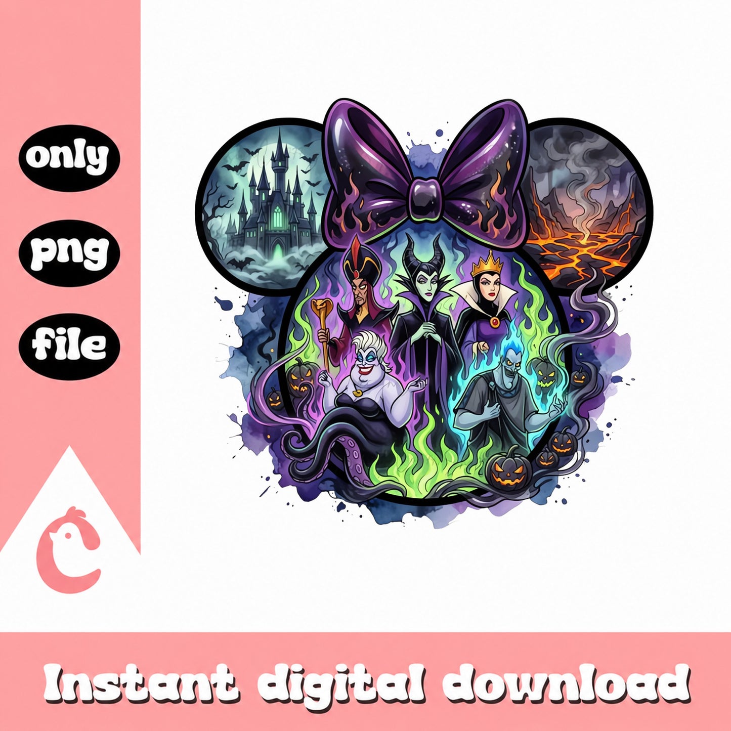 Disney Villains Halloween SVG, Maleficent Ursula, PNG Bundle