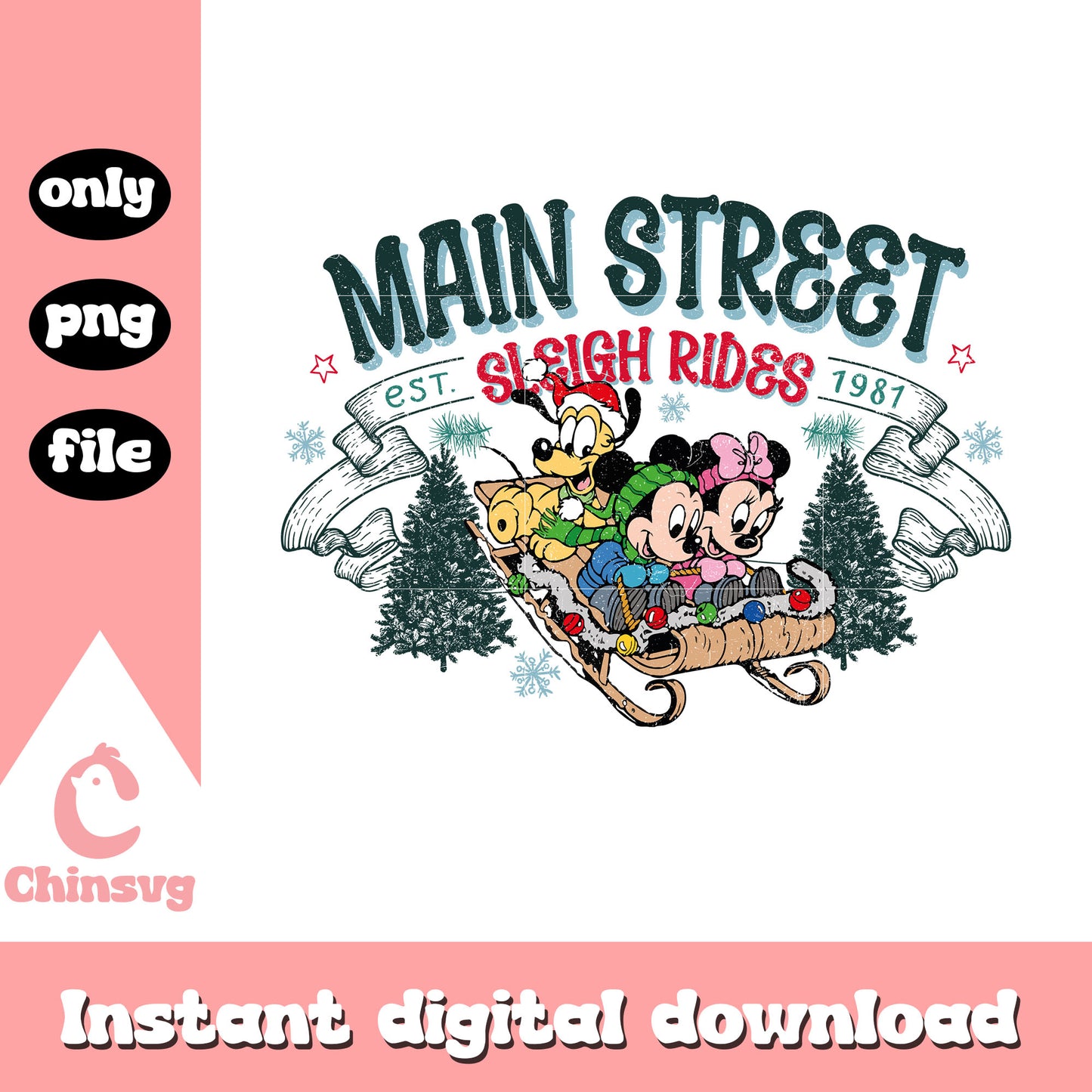 Disney main street sleigh rides png, mickey and friends christmas clipart
